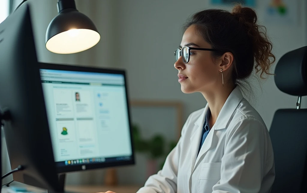 Nutricionista olhando para o seu site