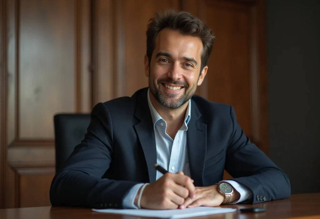 advogado olhando para a camera